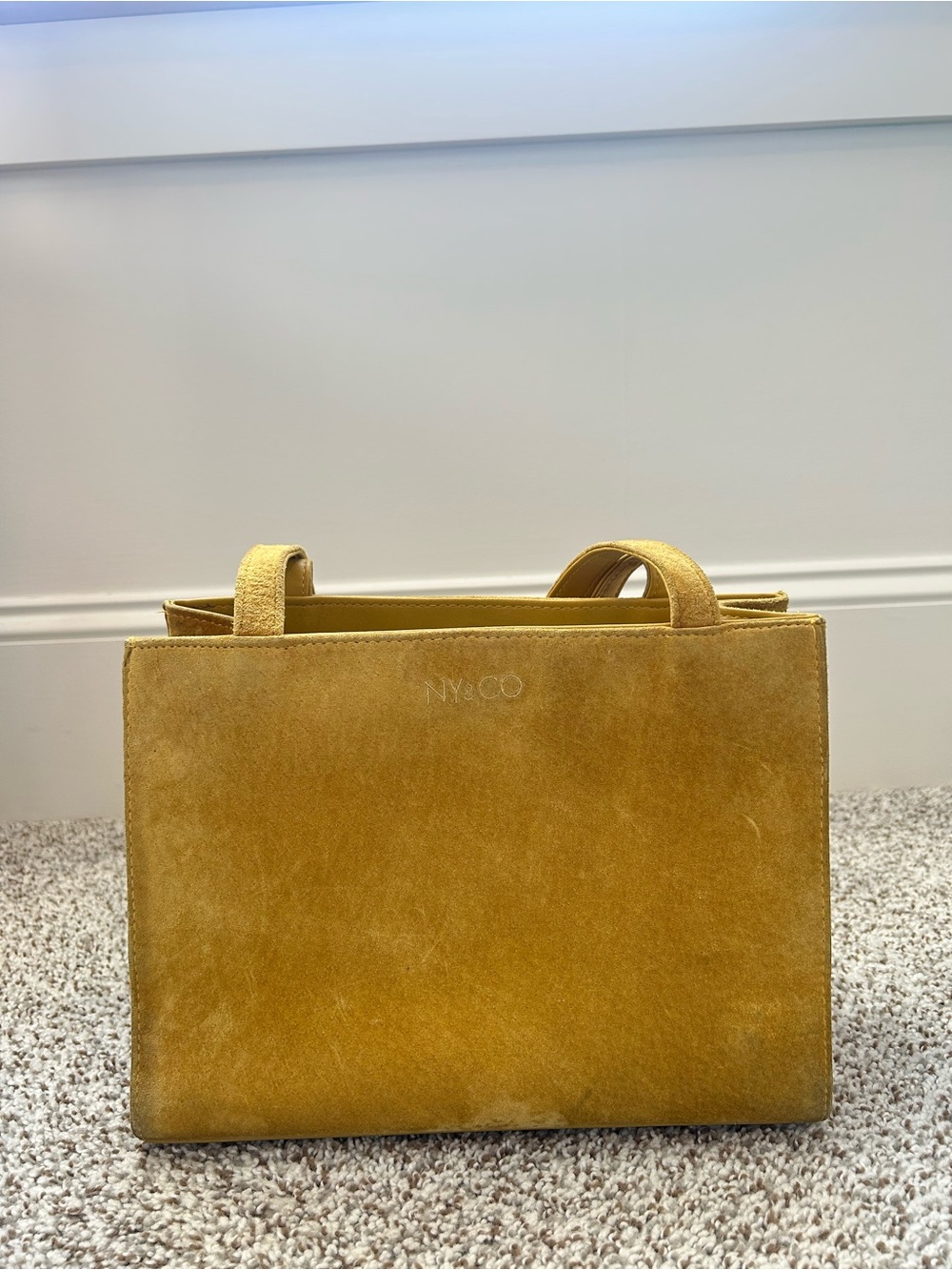 New York & Company Mustard Suede Tote